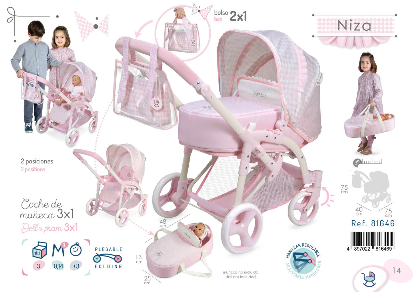 81646 Convertible 3x1 Doll's Pram