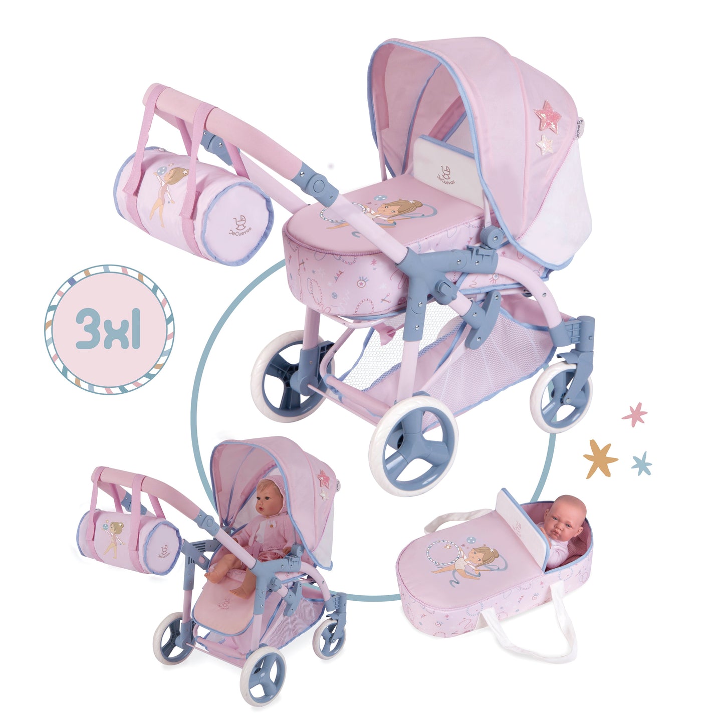 81651 Gala Collection Convertible 3x1 Doll's Pram